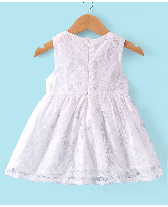 Babyhug Woven Frock with Three Fourth Sleeves Jacket Floral Applique - Navy Blue