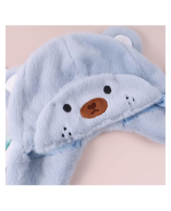 Babyhug Woolen Cap With Pom Pom Applique - Sky Blue