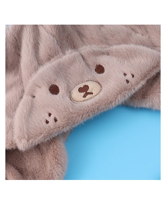 Babyhug Woolen Cap With Pom Pom Applique - Tan