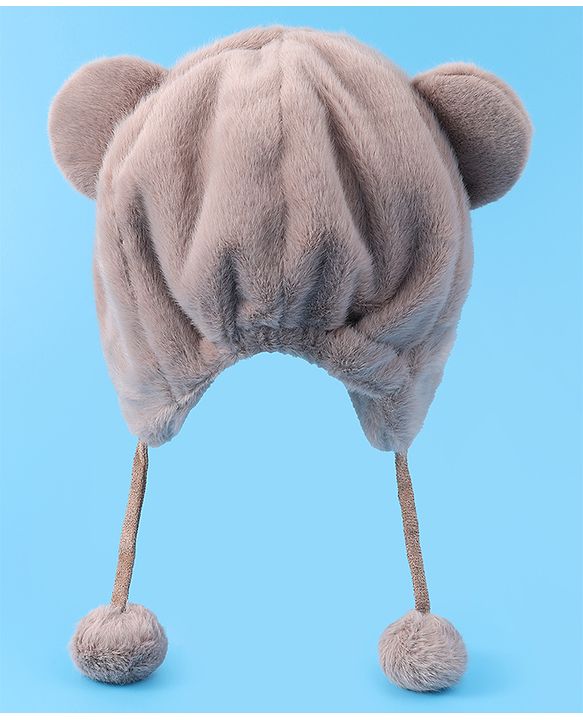 Babyhug Woolen Cap With Pom Pom Applique - Tan