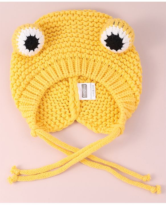 Babyhug Woollen Cap with Knot - Yellow