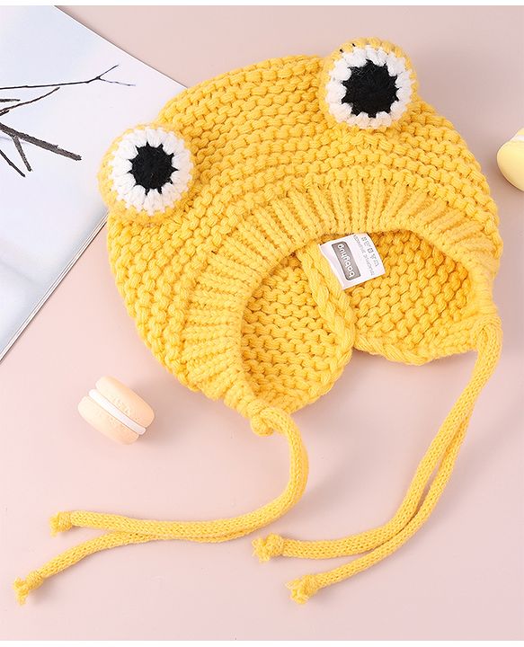 Babyhug Woollen Cap with Knot - Yellow