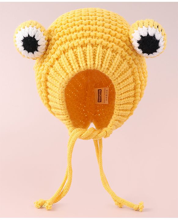 Babyhug Woollen Cap with Knot - Yellow