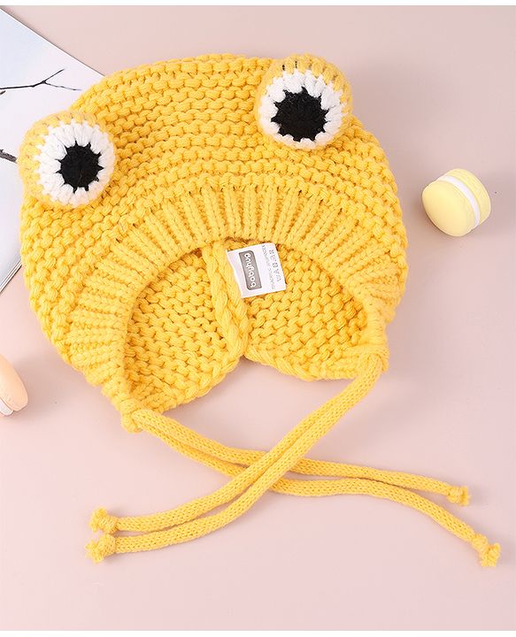 Babyhug Woollen Cap with Knot - Yellow