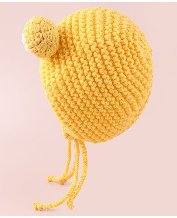 Babyhug Woollen Cap with Knot - Yellow