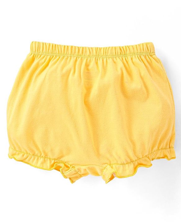 Babyhug 100% Cotton Knit Bloomer with Floral & Butterfly Print Pack of 3 - Pink Yellow & Blue