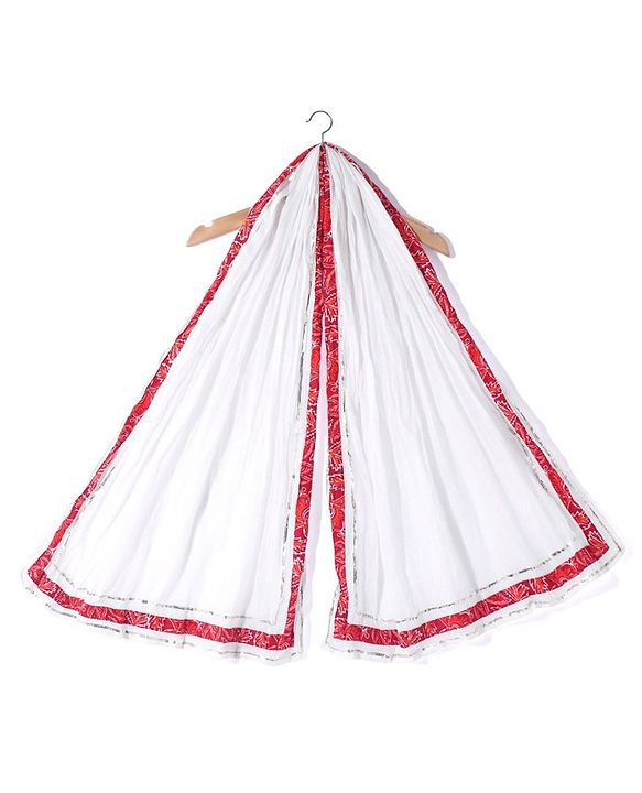 Babyhug Cotton Cambric Three Fourth Sleeves Kurti Palazzo Set with  Dupatta Floral Print - Red