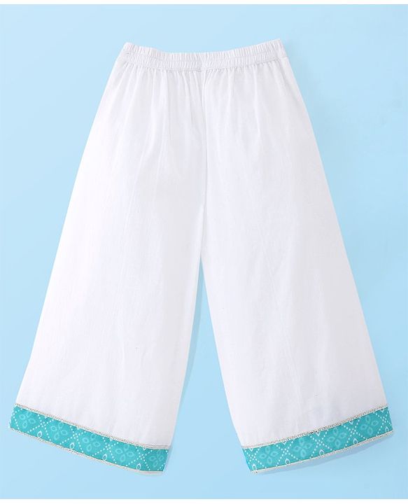 Babyhug Cotton Woven Three Fourth Sleeves Printed Kurta with Tassle Detailing & Palazzo with Dupatta Set - Blue
