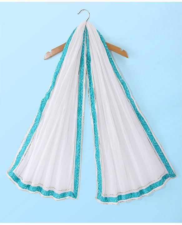 Babyhug Cotton Woven Three Fourth Sleeves Printed Kurta with Tassle Detailing & Palazzo with Dupatta Set - Blue