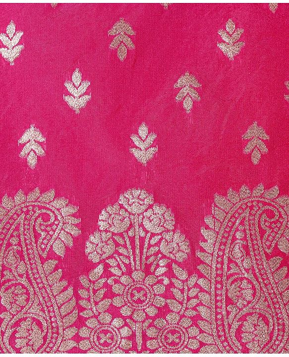 Babyhug Woven Sleeveless Brocade Kurti Palazo & Dupatta Set - Dark Pink