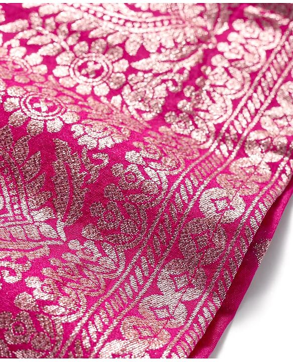 Babyhug Woven Sleeveless Brocade Kurti Palazo & Dupatta Set - Dark Pink
