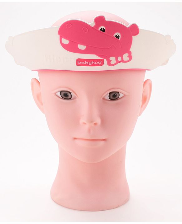 Babyhug Adjustable Shower Caps with Buckle & crocodile Print - Pink