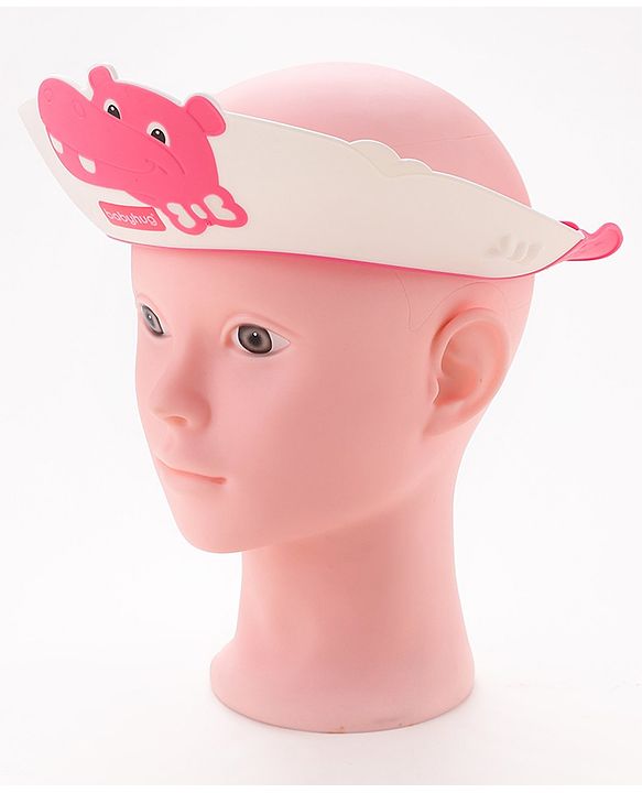 Babyhug Adjustable Shower Caps with Buckle & crocodile Print - Pink