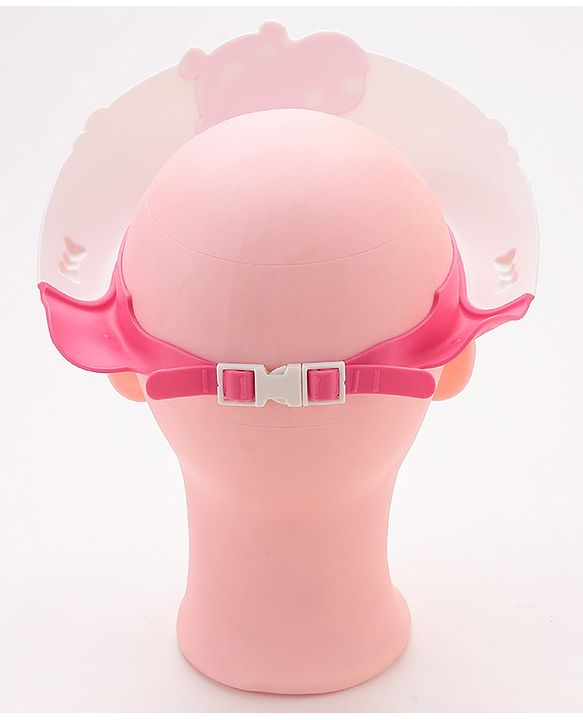 Babyhug Adjustable Shower Caps with Buckle & crocodile Print - Pink