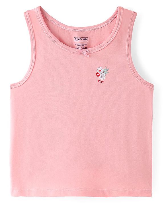 Pine Kids Cotton Lycra Knit Sleeveless  Slips  Floral Print Pack of 3 - Multicolour