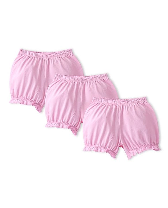 Pine Kids Cotton Lycra Mid Thigh Solid Panties & Bloomers Pack of 3 - Pink