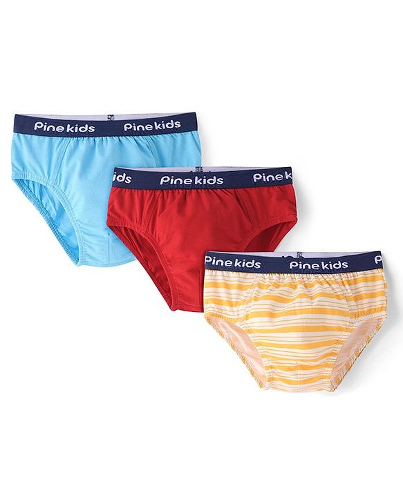 Pine Kids Cotton  Lycra Briefs Pack of 3  (Color May Vary)