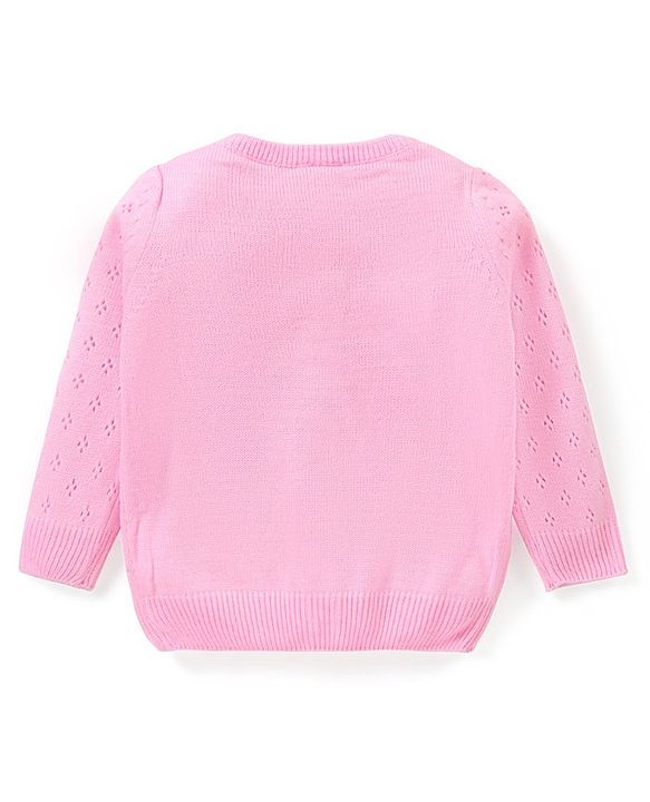 Babyhug Knitted Full Sleeves Solid Color Sweater Set - Pink