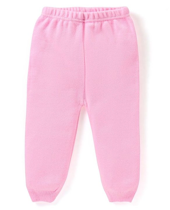 Babyhug Knitted Full Sleeves Solid Color Sweater Set - Pink