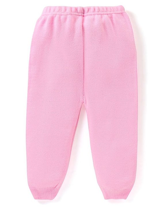 Babyhug Knitted Full Sleeves Solid Color Sweater Set - Pink