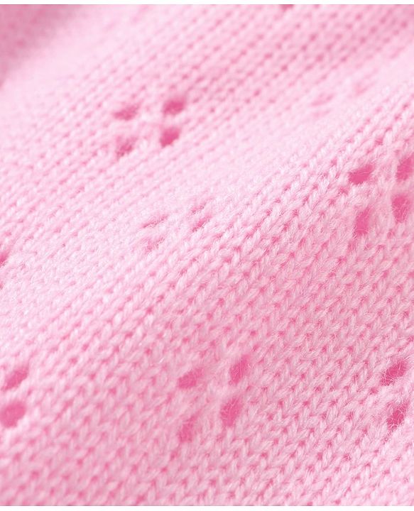 Babyhug Knitted Full Sleeves Solid Color Sweater Set - Pink