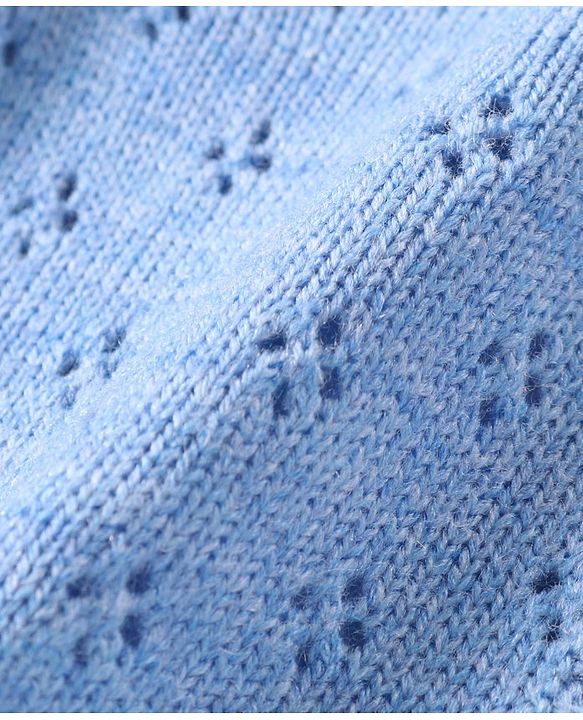 Babyhug Knitted Full Sleeves Solid Color Sweater Set - Blue