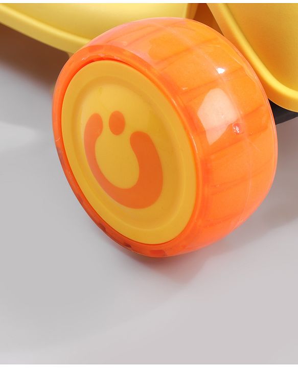 Babyhug Kids Kick On Scooter with LED Wheels  Wide Standing Deck and  3 Level Adjustable Handlebar - Yellow