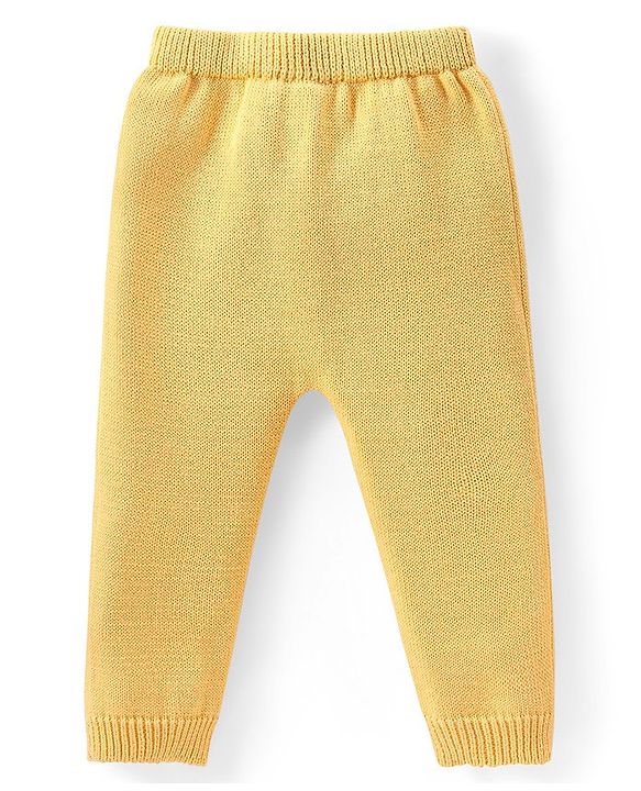 Babyhug Organic Cotton Knit Raglan Sleeves Sweater Set with Cap Fox Design - Yellow