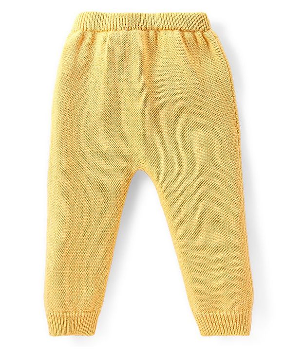 Babyhug Organic Cotton Knit Raglan Sleeves Sweater Set with Cap Fox Design - Yellow