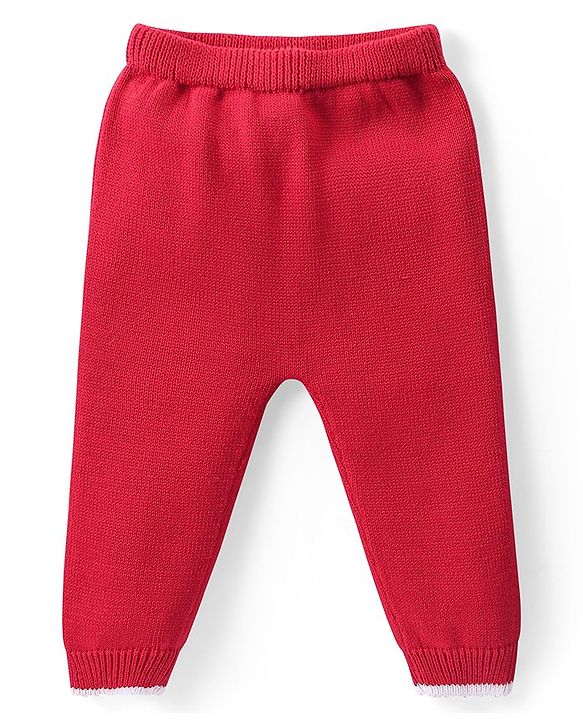 Babyhug Organic Cotton Knit Full Sleeves Sweater Set & Cap with Cable Knit Design - Red