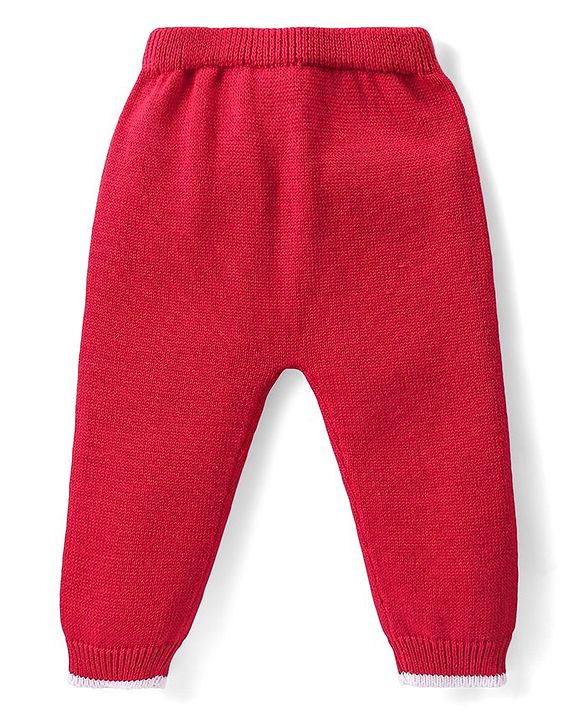Babyhug Organic Cotton Knit Full Sleeves Sweater Set & Cap with Cable Knit Design - Red