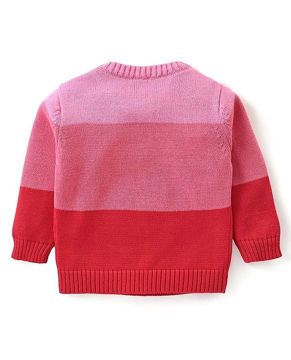 Babyhug Organic Cotton Knit Full Sleeves Sweater Set & Cap with Colour Block & Star Design - Multicolour
