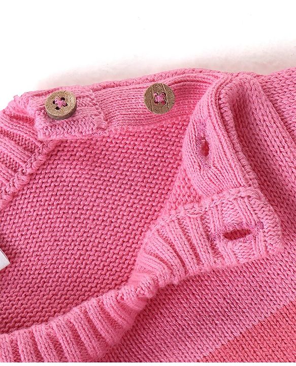 Babyhug Organic Cotton Knit Full Sleeves Sweater Set & Cap with Colour Block & Star Design - Multicolour