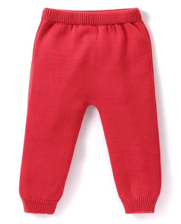 Babyhug Organic Cotton Knit Full Sleeves Sweater Set & Cap with Bow Design - Red