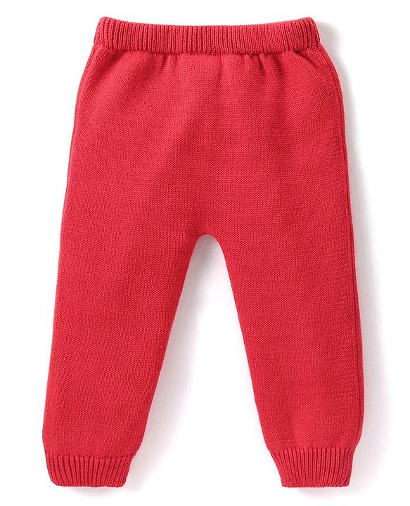 Babyhug Organic Cotton Knit Full Sleeves Sweater Set & Cap with Bow Design - Red