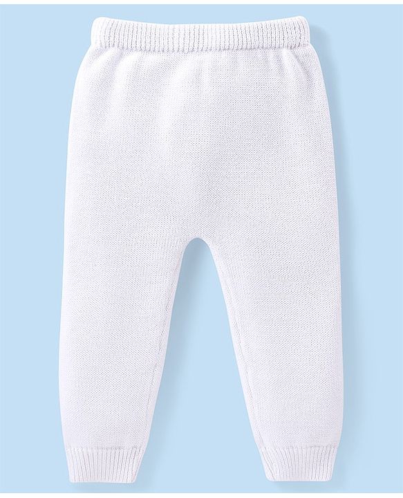 Babyhug Organic Cotton Knit Full Sleeves Sweater Set & Cap with Heart Design - Off White