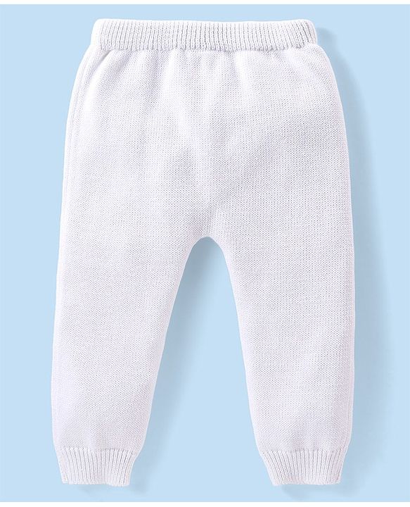 Babyhug Organic Cotton Knit Full Sleeves Sweater Set & Cap with Heart Design - Off White