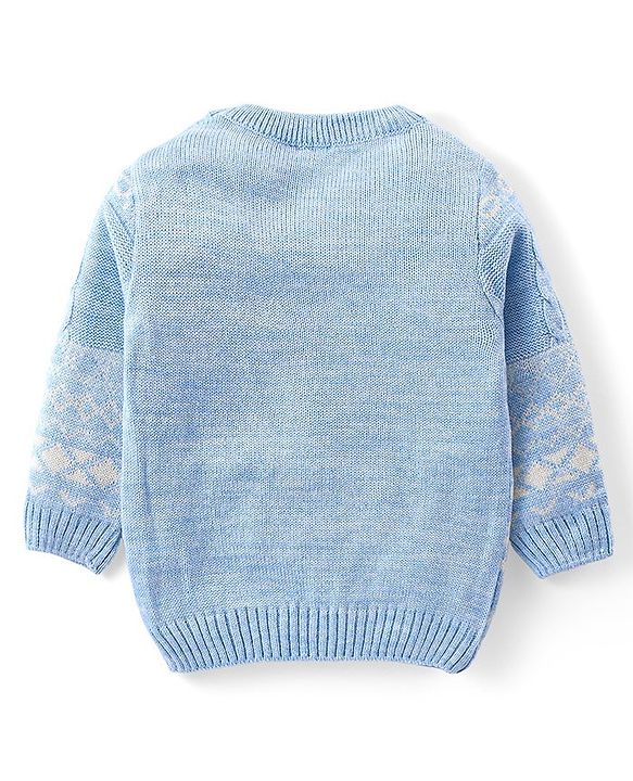 Babyhug Knitted Full Sleeves Sweater Set with Argyle Design - Light Blue