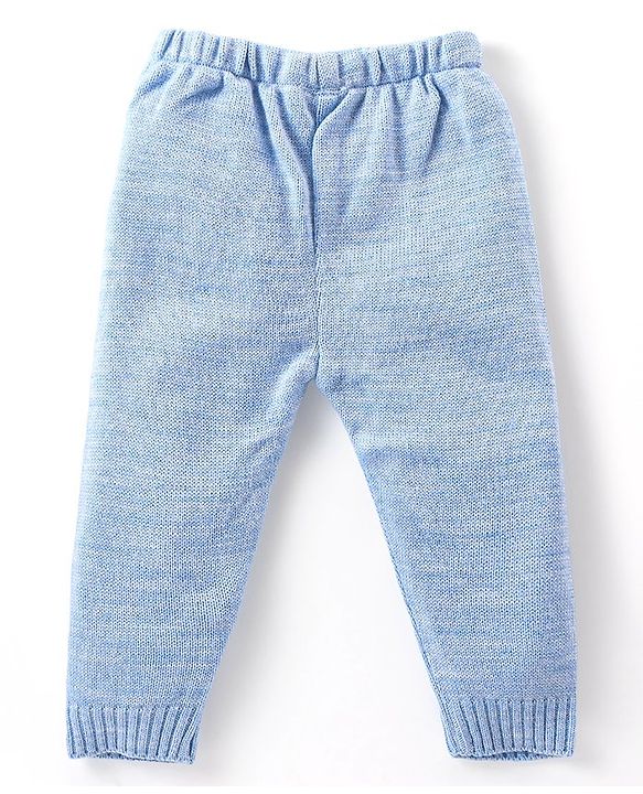 Babyhug Knitted Full Sleeves Sweater Set with Argyle Design - Light Blue