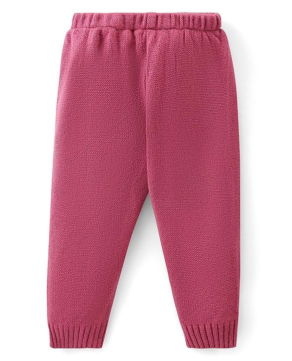 Babyhug Knit Full Sleeves Sweater Set with Heart Design - Pink