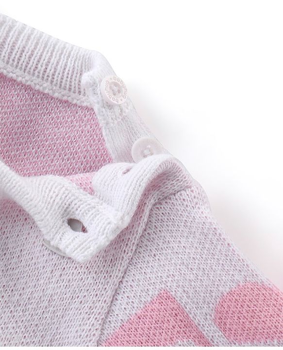 Babyhug Knit Full Sleeves Sweater Set with Heart Design - Pink