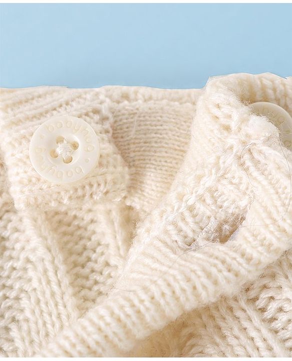 Babyhug Knitted Full Sleeves Pullovers Sweater With Cable Knit Design - Offwhite