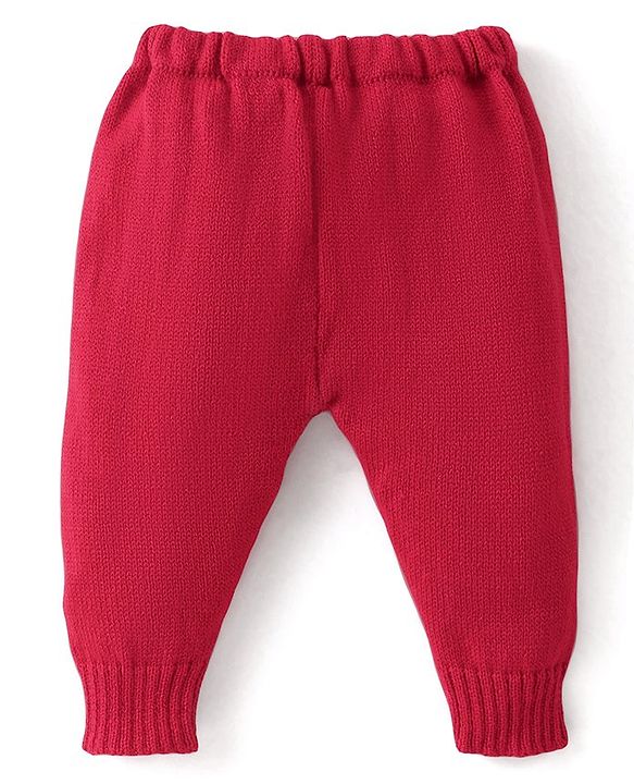 Babyhug Knitted Full Sleeves Baby Sweater Set with Cap & Booties Cable Knit Design - Red