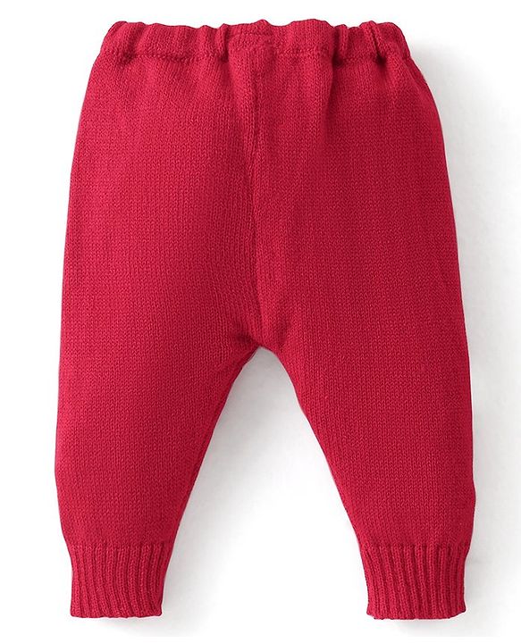 Babyhug Knitted Full Sleeves Baby Sweater Set with Cap & Booties Cable Knit Design - Red