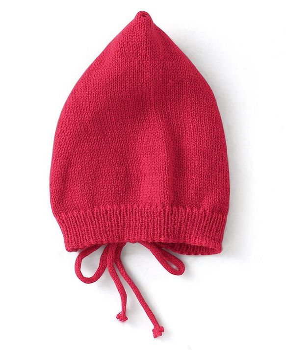 Babyhug Knitted Full Sleeves Baby Sweater Set with Cap & Booties Cable Knit Design - Red