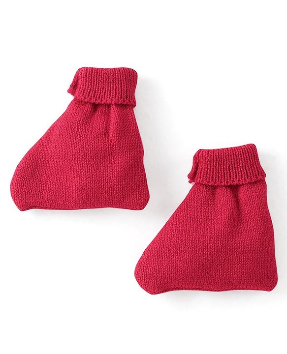 Babyhug Knitted Full Sleeves Baby Sweater Set with Cap & Booties Cable Knit Design - Red
