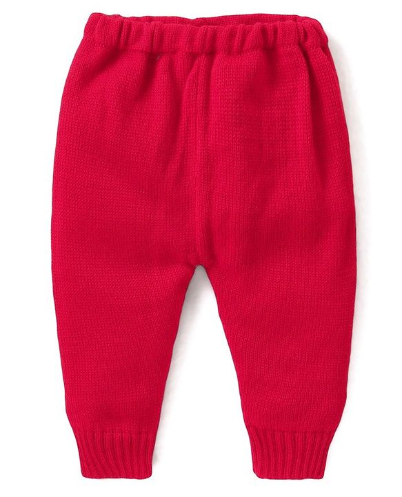 Babyhug Knit Full Sleeves Front Open Cable Knit Design Sweater Set with Cap & Booties - Red & Navy Blue