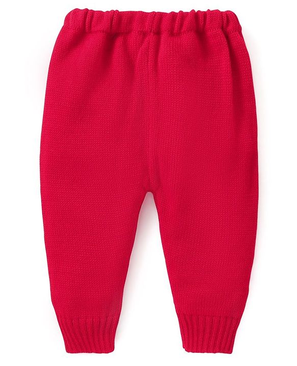 Babyhug Knit Full Sleeves Front Open Cable Knit Design Sweater Set with Cap & Booties - Red & Navy Blue