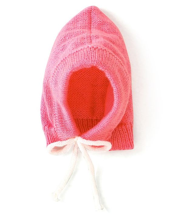 Babyhug Knit Full Sleeves Front Open Sweater & Pant Set with Cap and Booties Shell Design - Pink & White