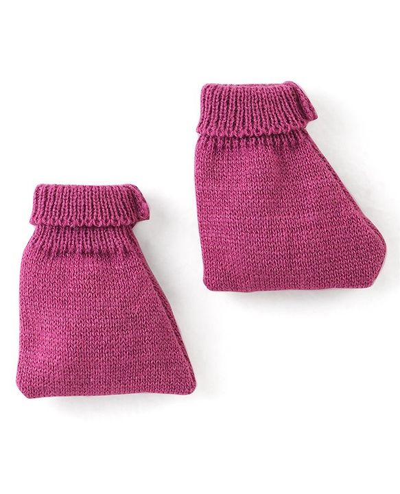 Babyhug Knit Full Sleeves Front Open Solid Color Sweater & Pant Set with Cap and Booties -Purple